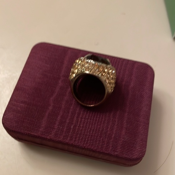 Mens/Womens Brown Stone & Gold Gems Oval Dome Ring 10 - Picture 4 of 5